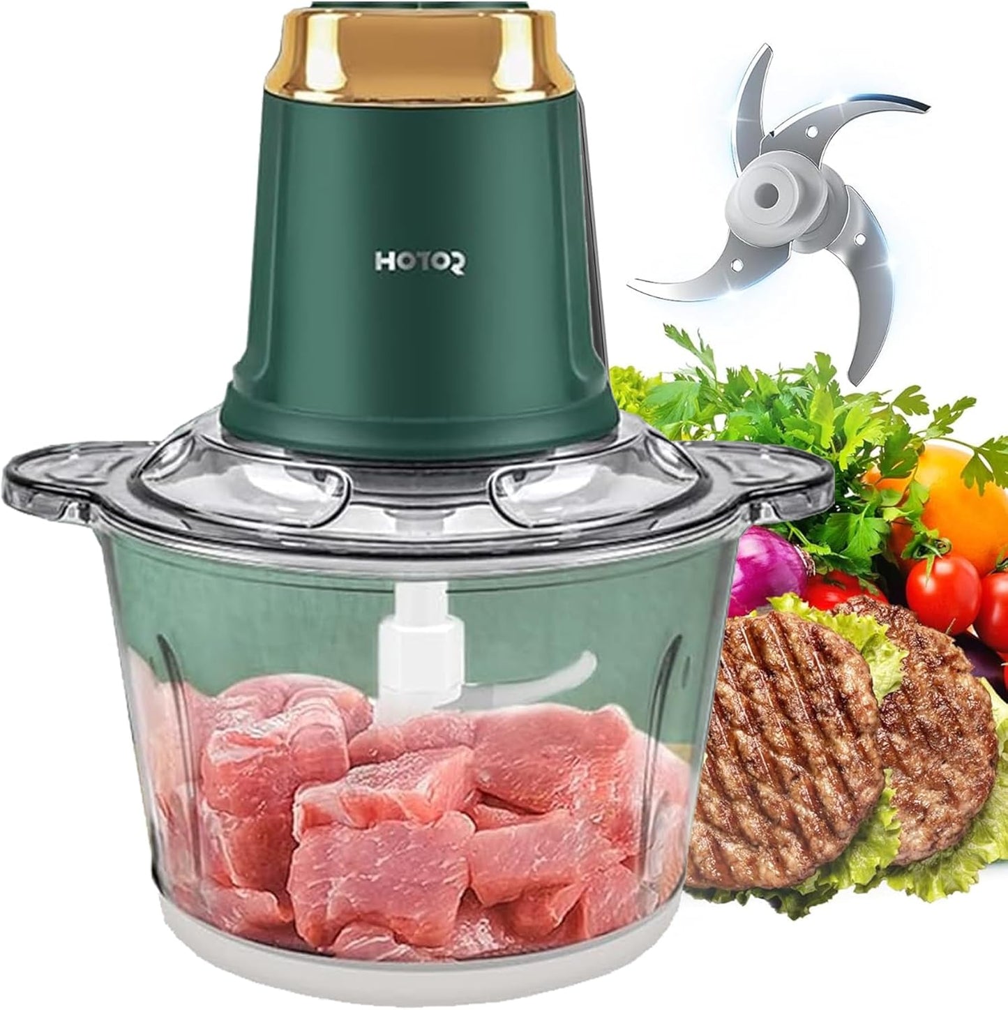 Electric Grinder 3L Food Chopper with Removable Glass Bowl