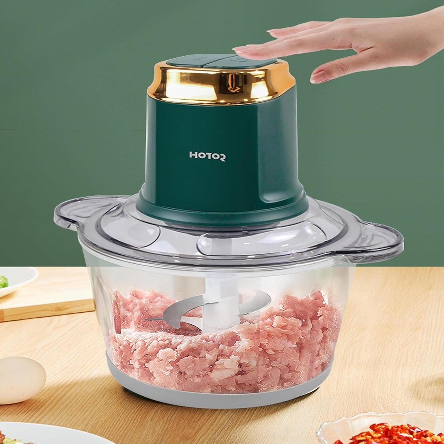 Electric Grinder 3L Food Chopper with Removable Glass Bowl